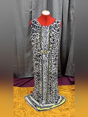 Ruby Rd Women's Animal Print Maxi Dress With Jewel Detail At Waist Size XL